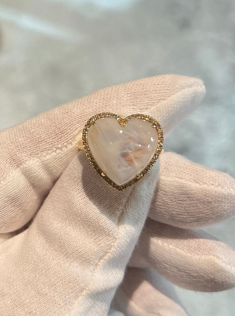Cabochon Moonstone Heart Ring