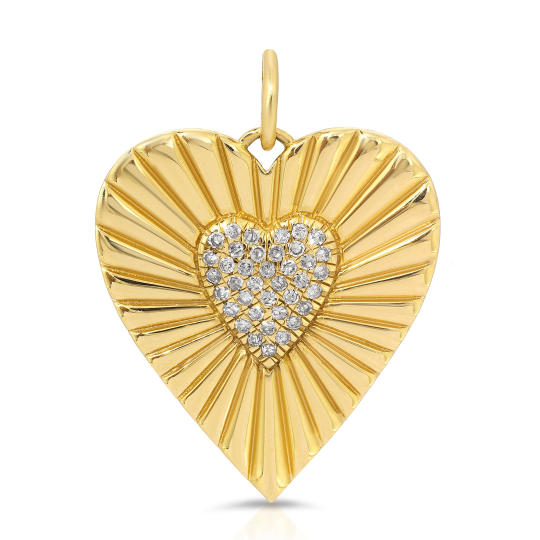 Fluted Heart With Diamonds
