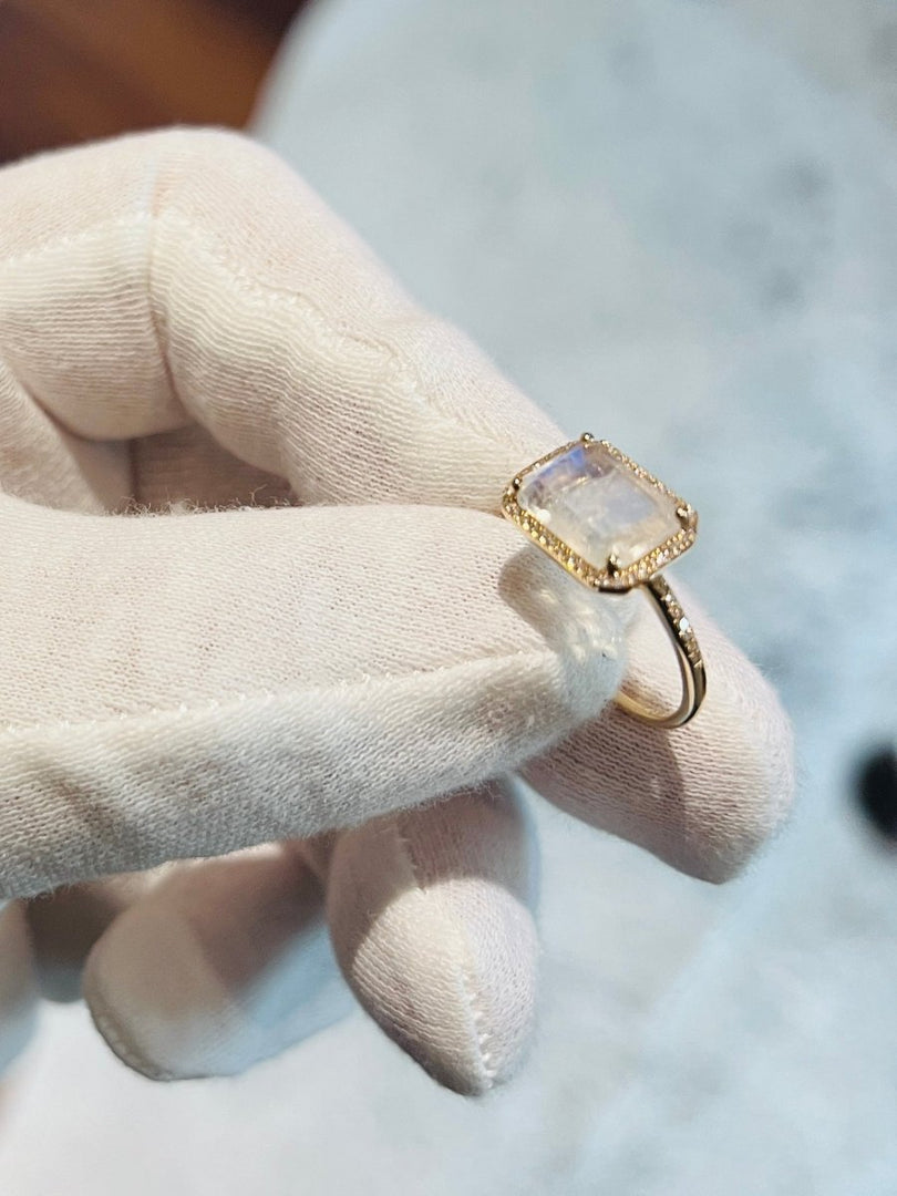 Emerald Cut Moonstone Ring - Melody Lee Jewelry