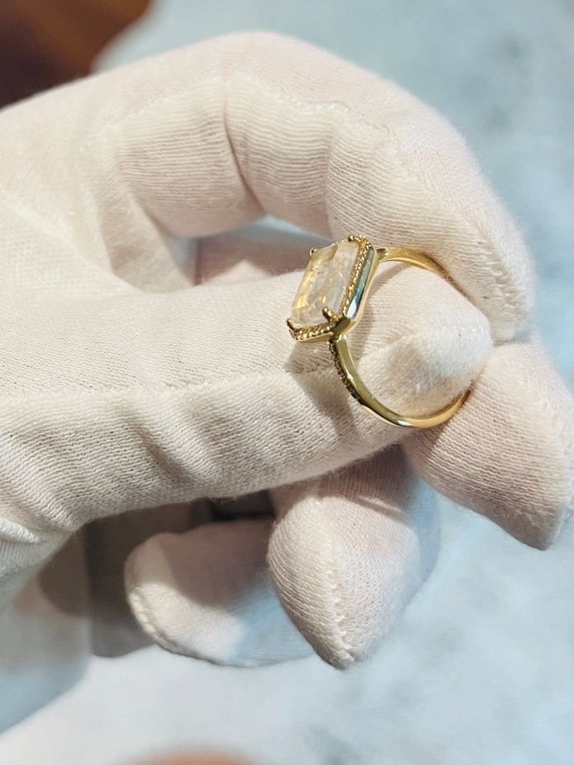 Emerald Cut Moonstone Ring - Melody Lee Jewelry