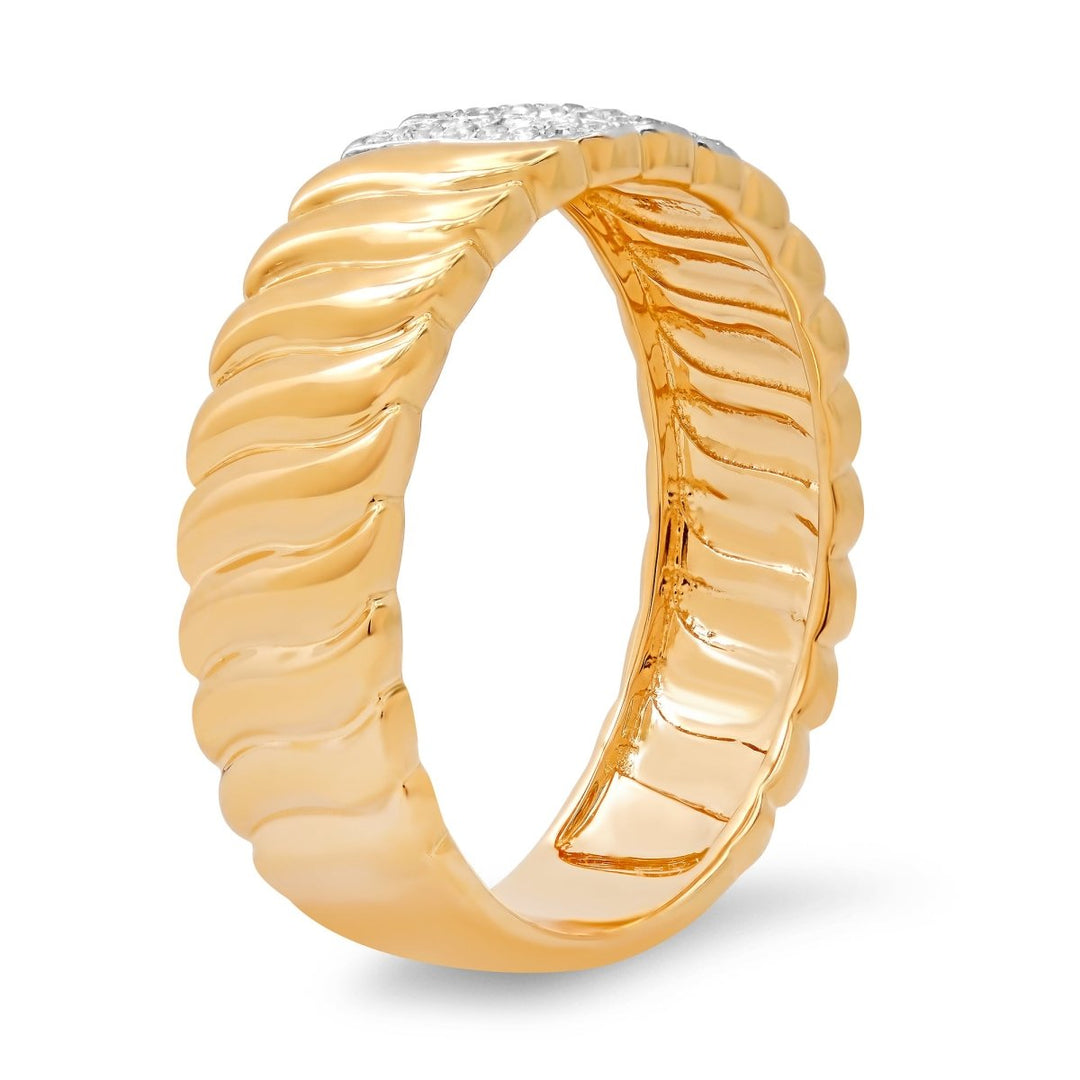 Fluted Gold Ring With Pave Diamonds - Melody Lee Jewelry