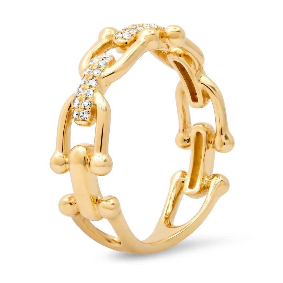 Hardware Link Ring With Diamonds - Melody Lee Jewelry