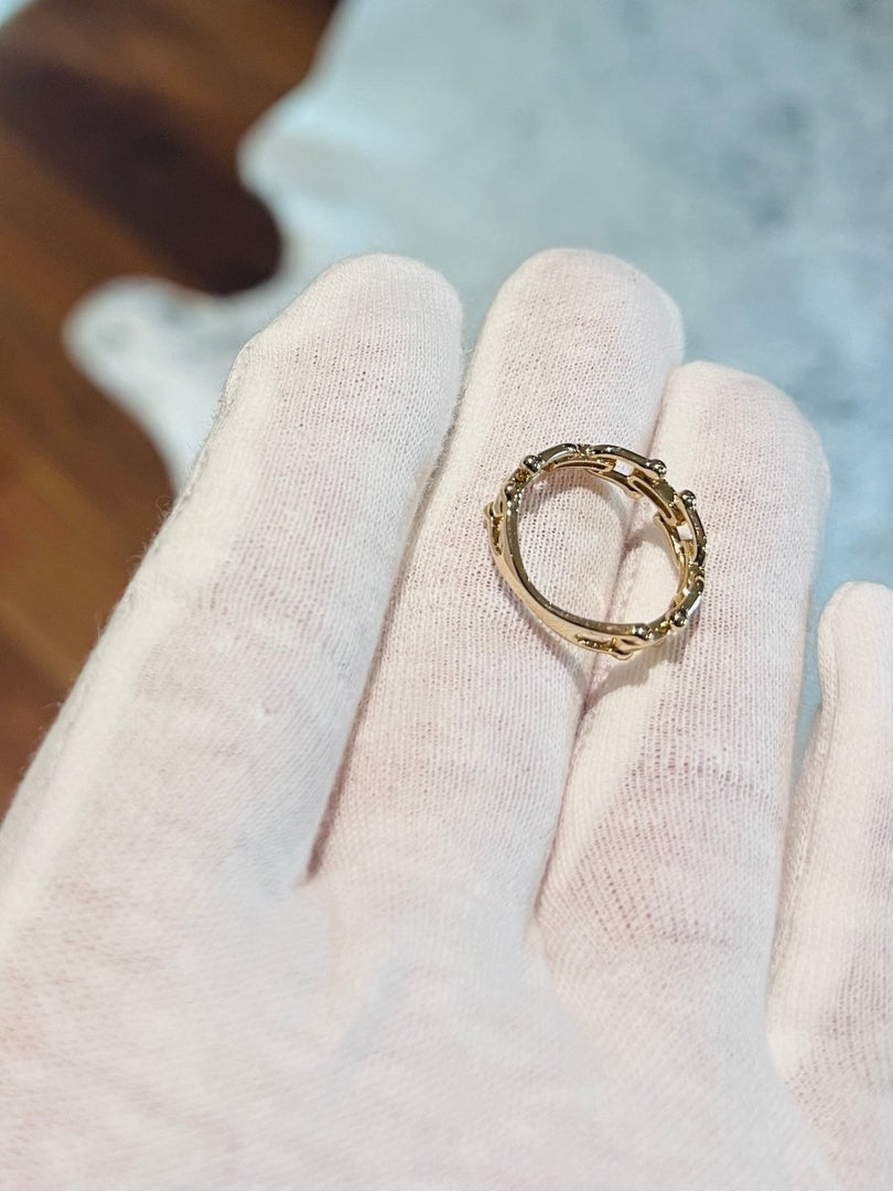 Hardware Link Ring With Diamonds - Melody Lee Jewelry