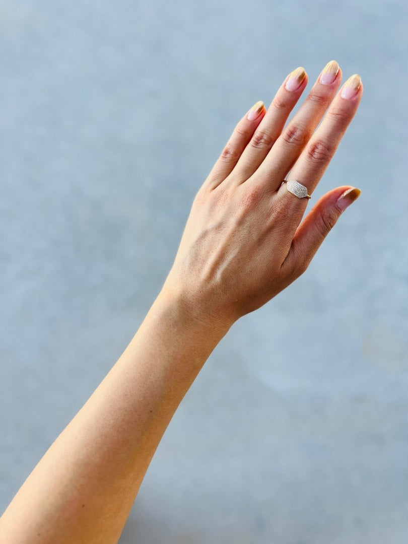 Hex Pavé Signet Ring - Melody Lee Jewelry