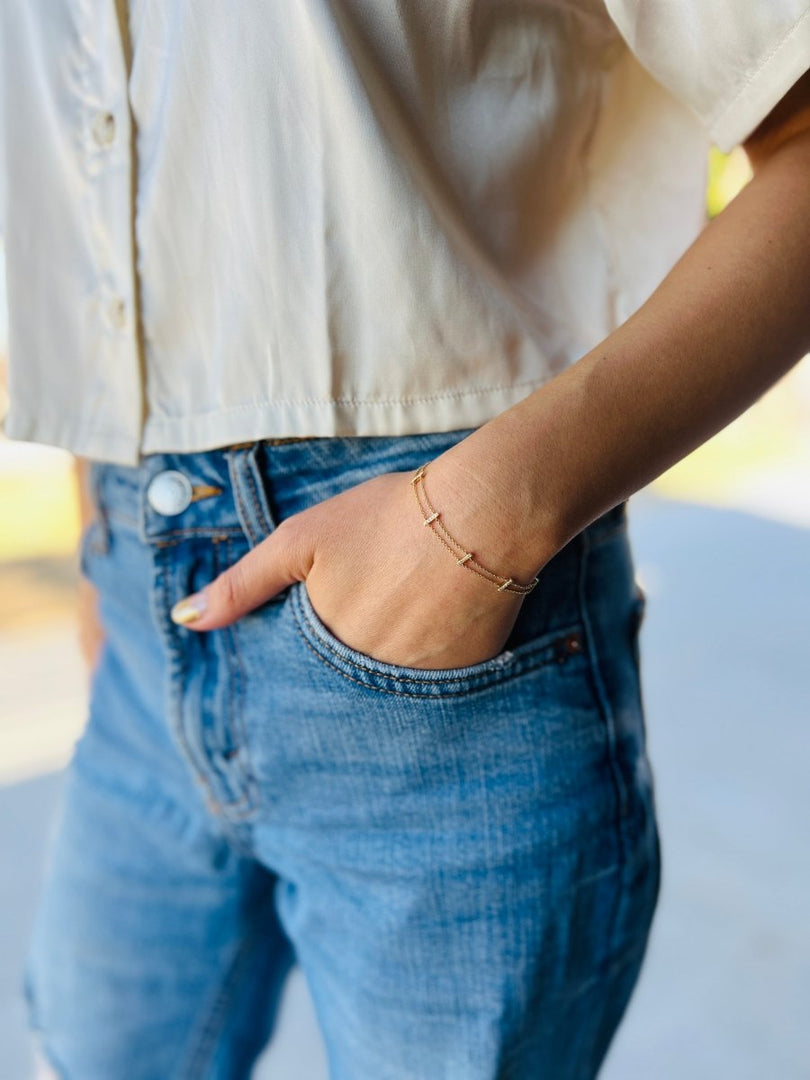 Ladder Diamond Bar Bracelet - Melody Lee Jewelry