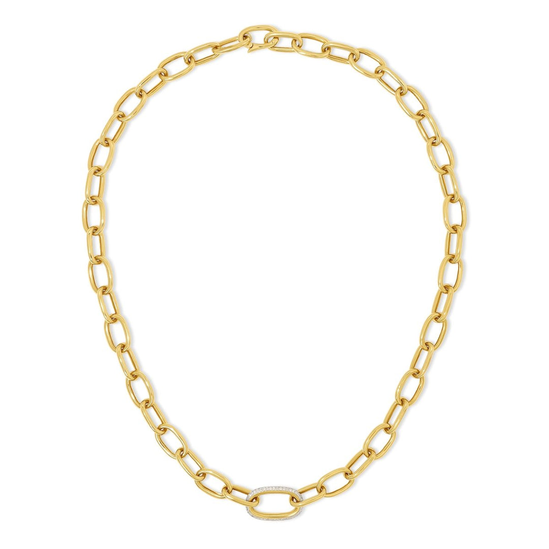 LINK NECKLACE W/ CENTER DIAMOND LINK - Melody Lee Jewelry