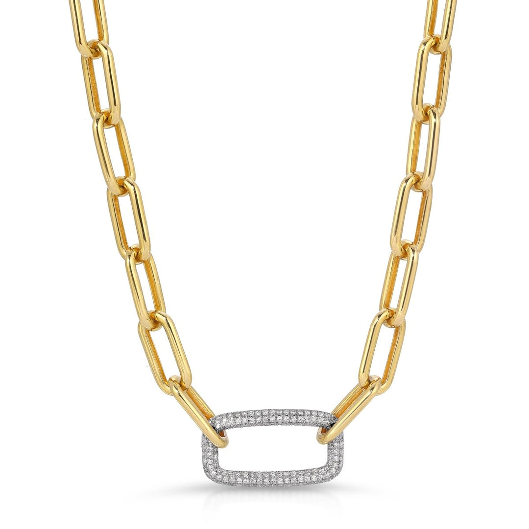 LINK NECKLACE W/ SQUARE CENTER LINK - Melody Lee Jewelry
