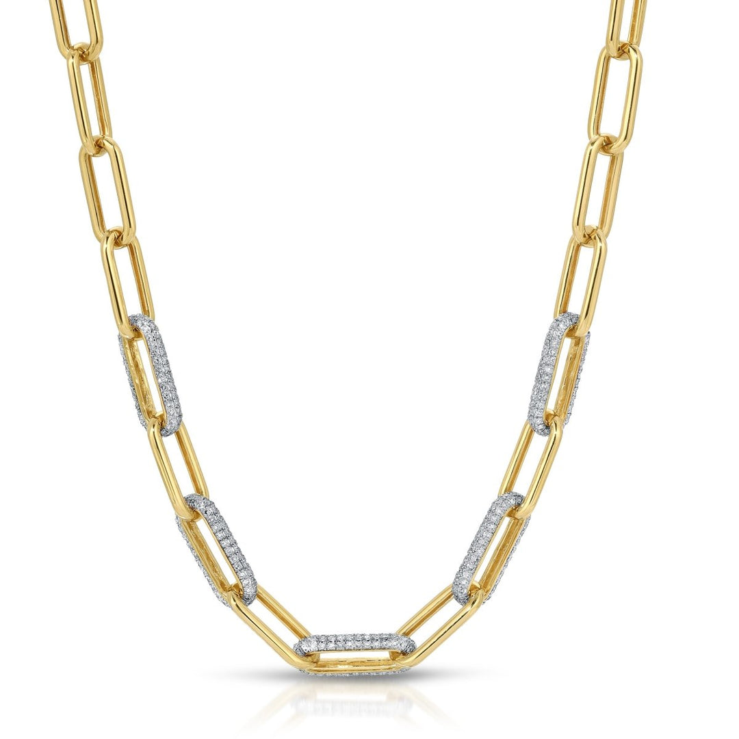 LINK NECKLACE WITH 5 DIAMOND LINKS - Melody Lee Jewelry