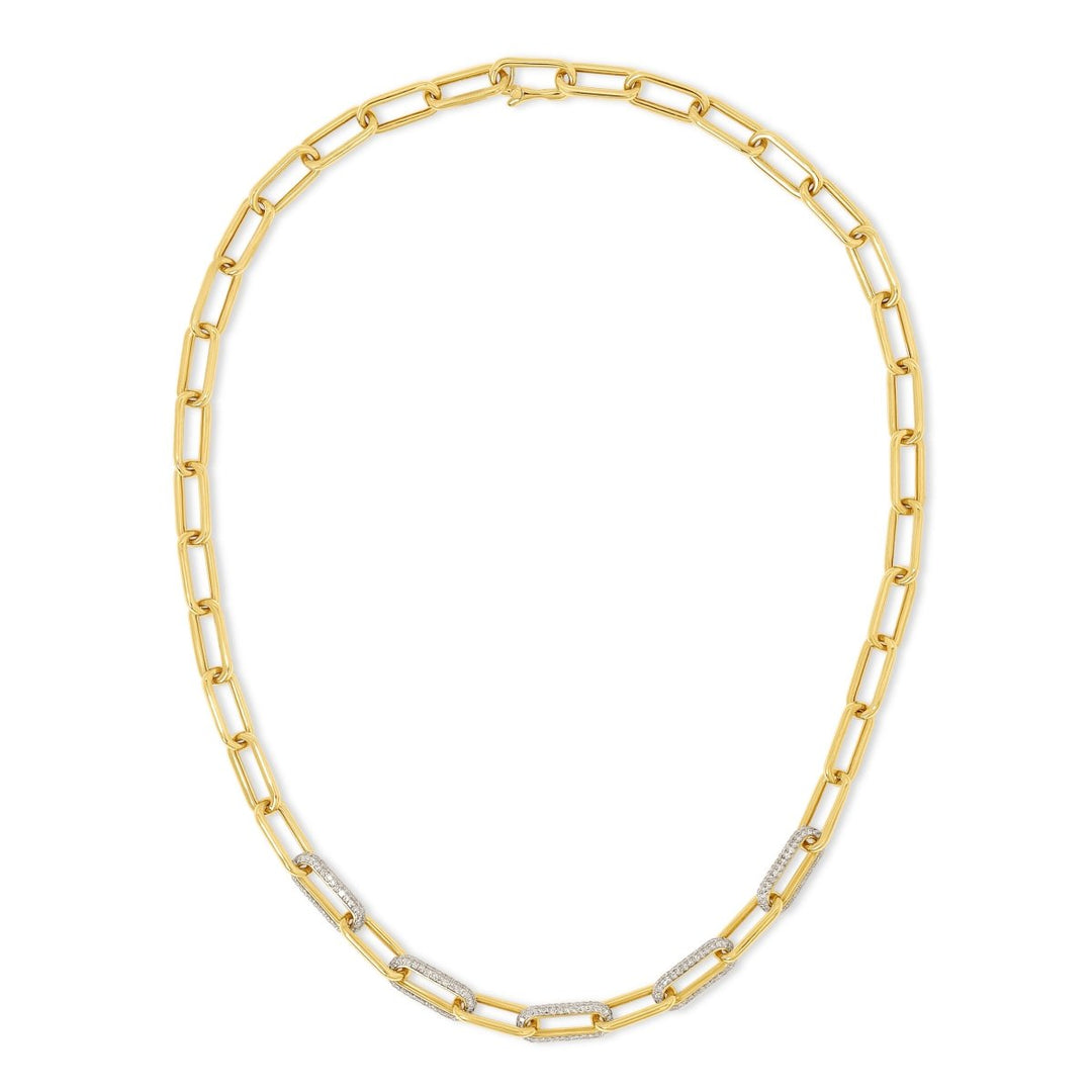 LINK NECKLACE WITH 5 DIAMOND LINKS - Melody Lee Jewelry