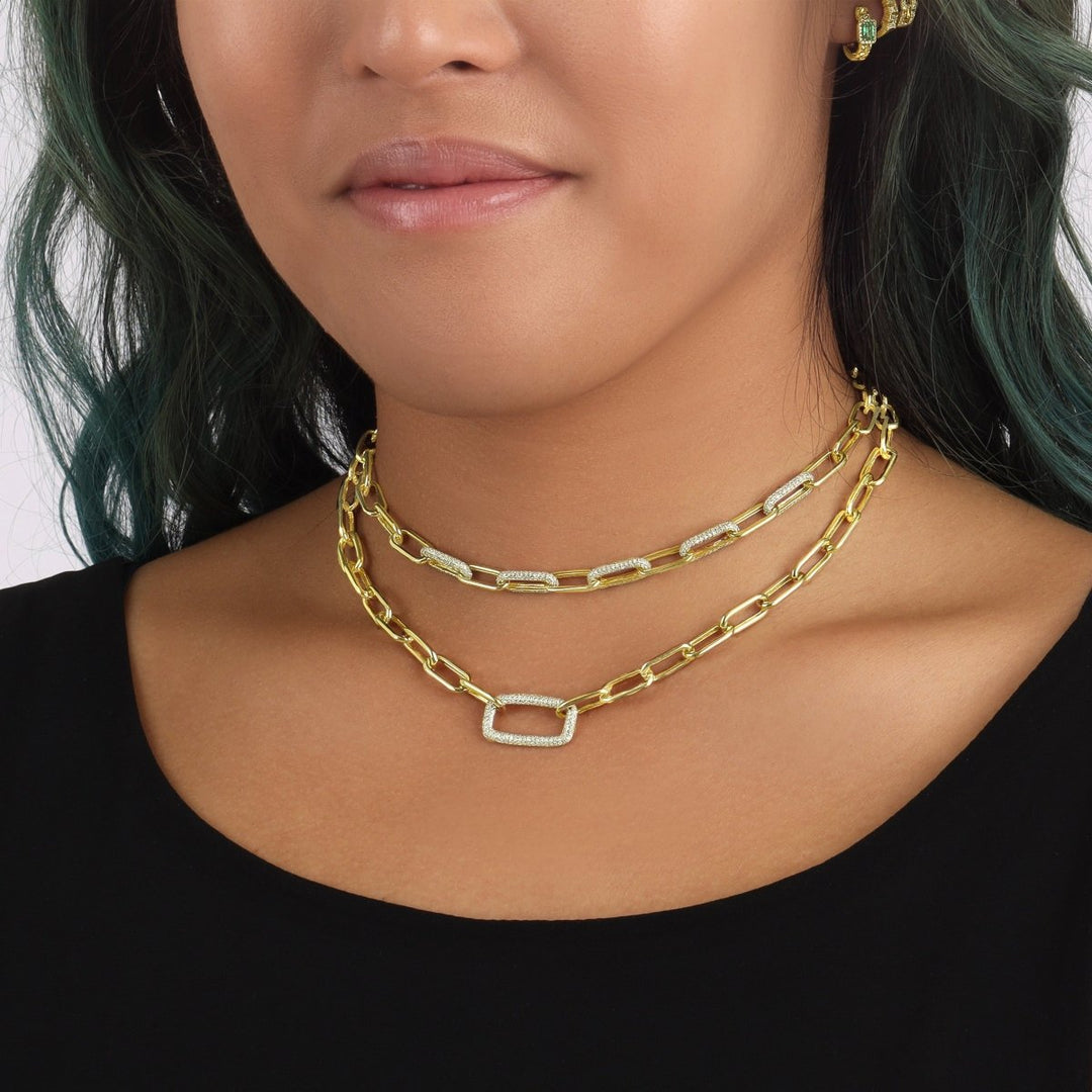 LINK NECKLACE WITH 5 DIAMOND LINKS - Melody Lee Jewelry