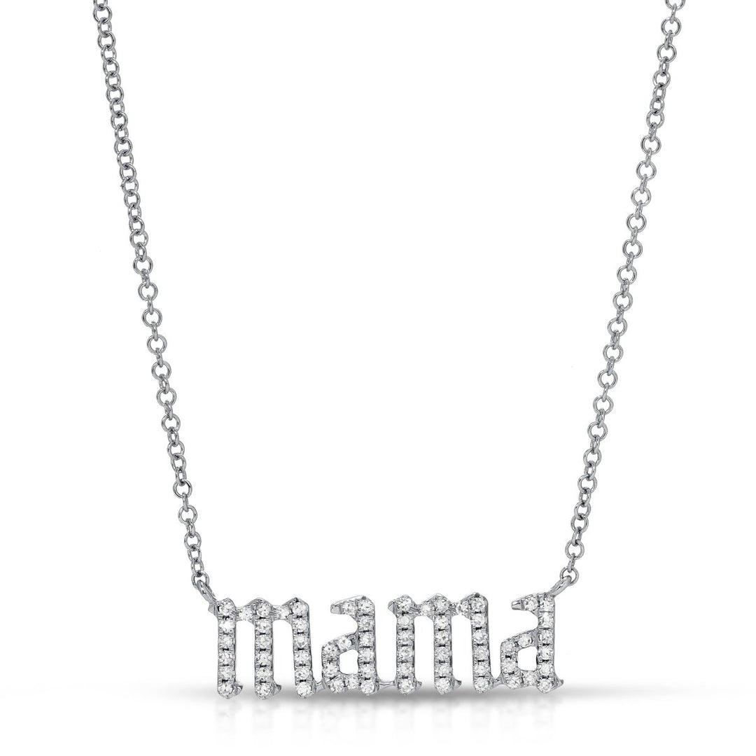 OLD ENGLISH PAVÉ MAMA PENDANT - Melody Lee Jewelry