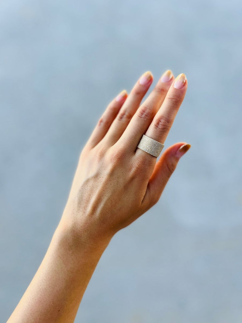 Pavé Diamond Wide Cigar Band - Melody Lee Jewelry