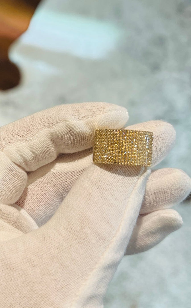 Pavé Diamond Wide Cigar Band - Melody Lee Jewelry