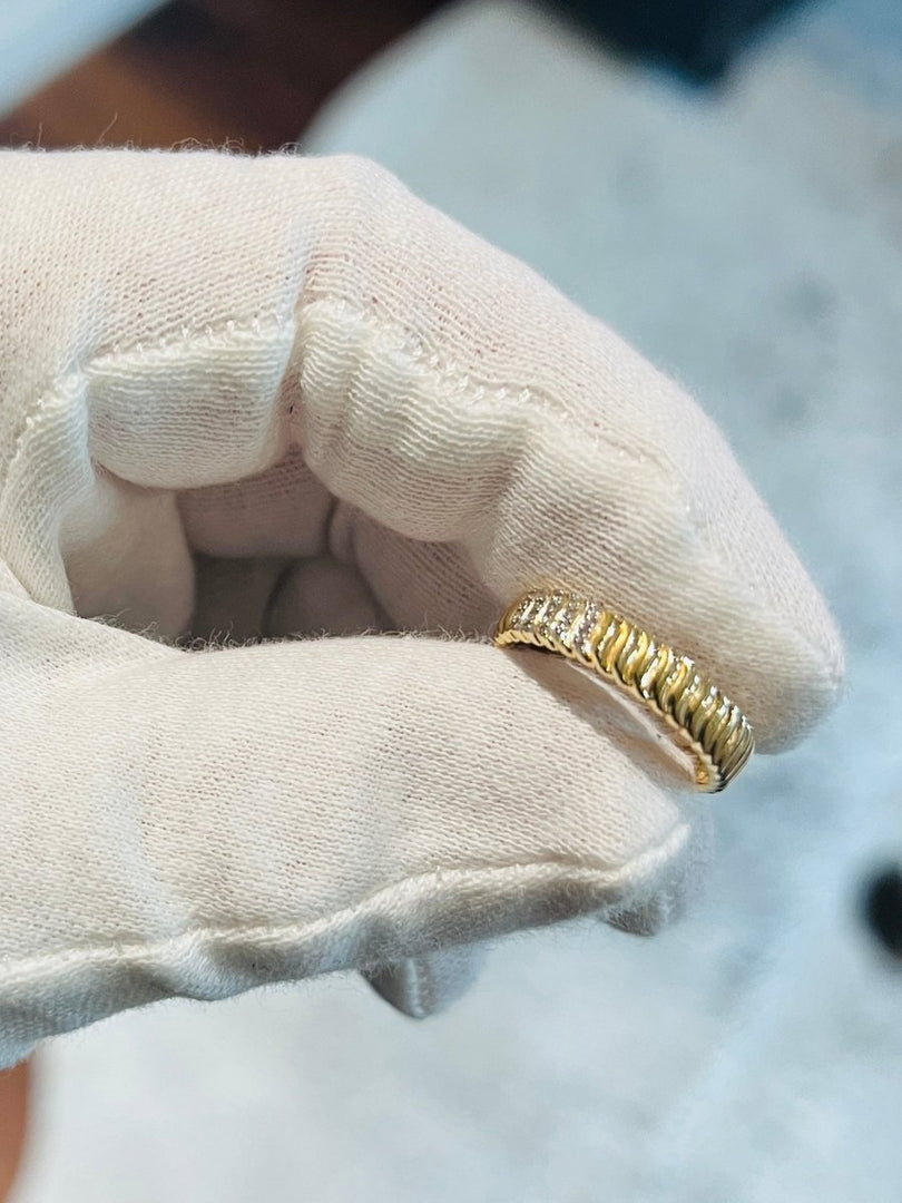 Ribbed Diamond Ring - Melody Lee Jewelry