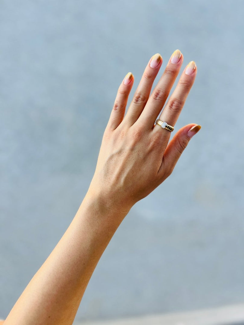 Vintage Vibes Fluted Gold And Diamond Ring - Melody Lee Jewelry