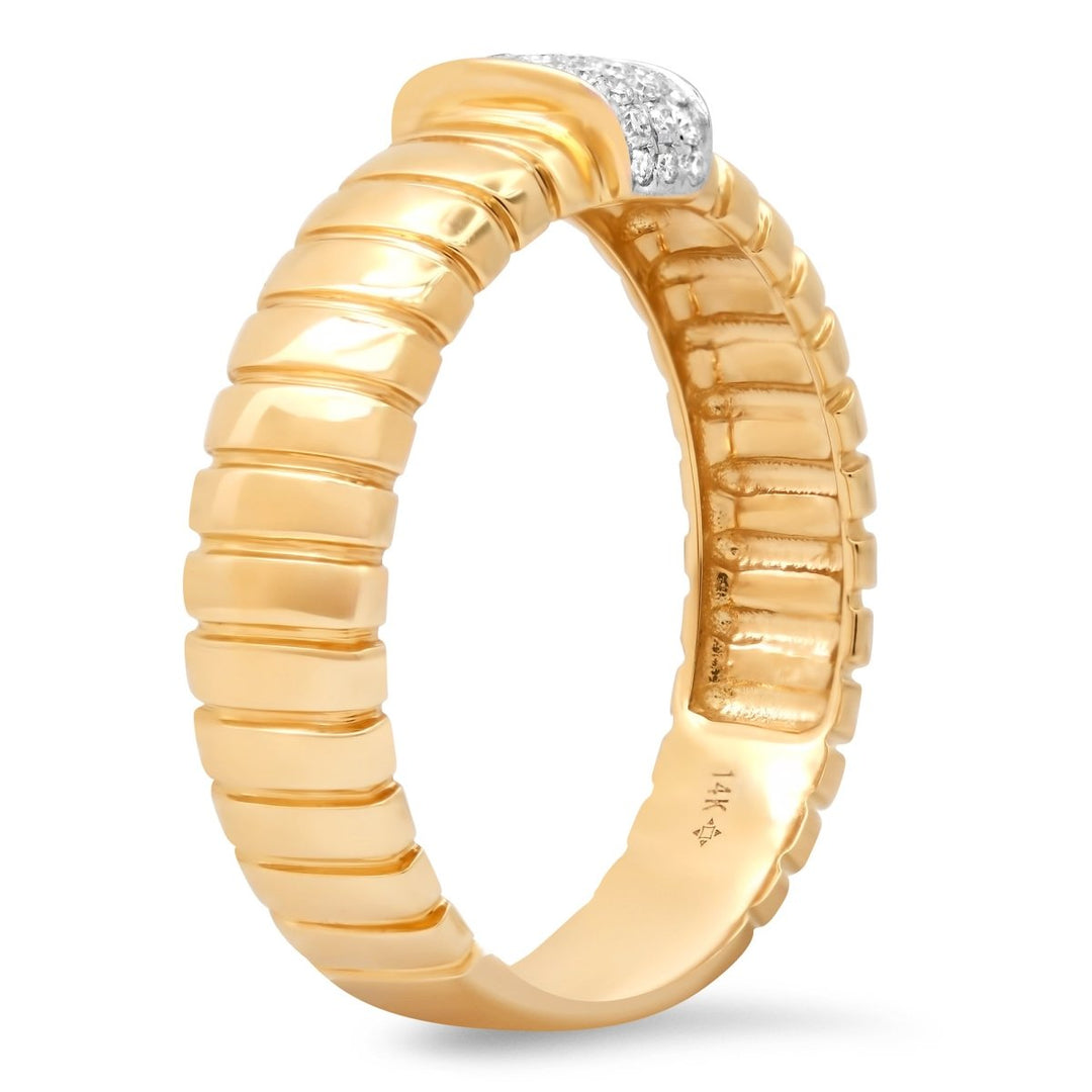 Vintage Vibes Fluted Gold And Diamond Ring - Melody Lee Jewelry
