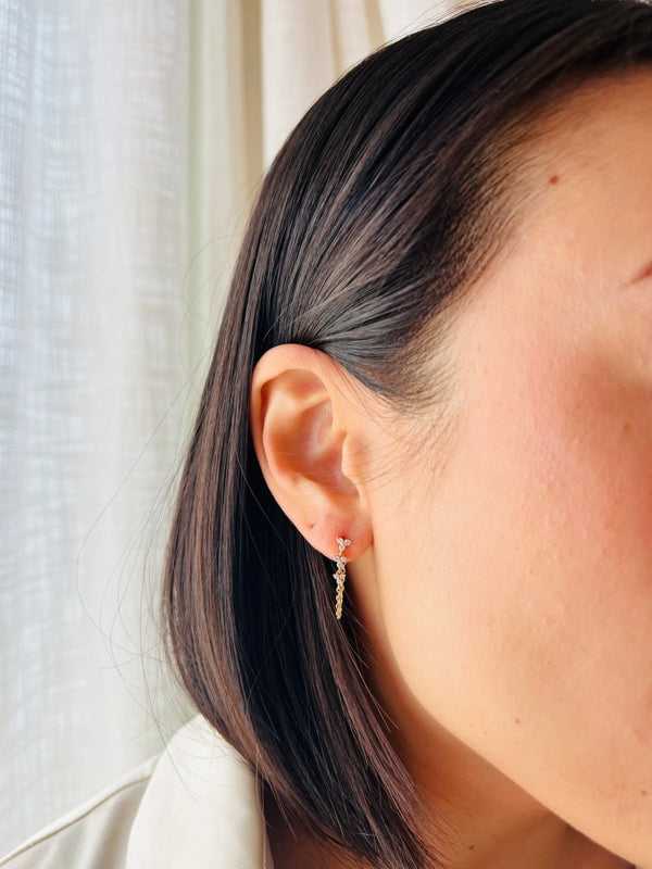 Amilia Trio diamond Drop Earrings - Melody Lee Jewelry