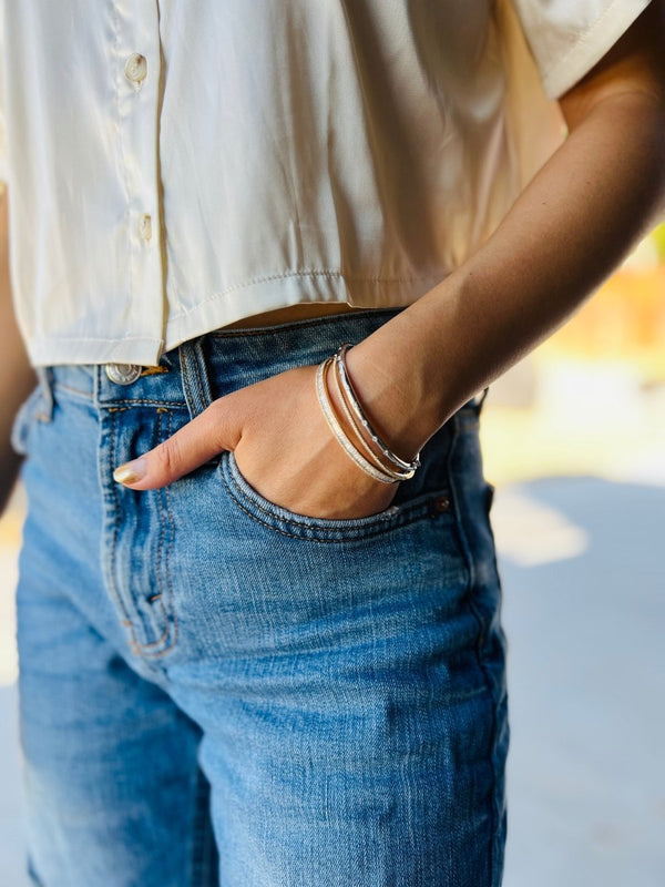 Bold Stacked Baguette Diamond Bangle - Melody Lee Jewelry