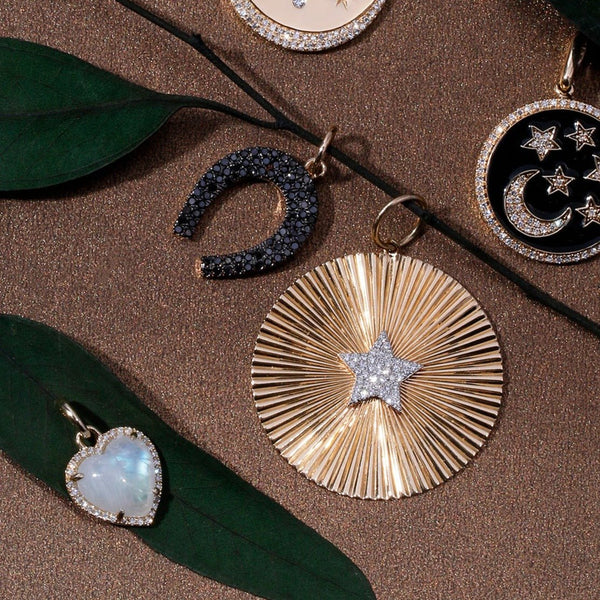 CABOCHON MOONSTONE HEART WITH DIAMONDS SMALL - Melody Lee Jewelry