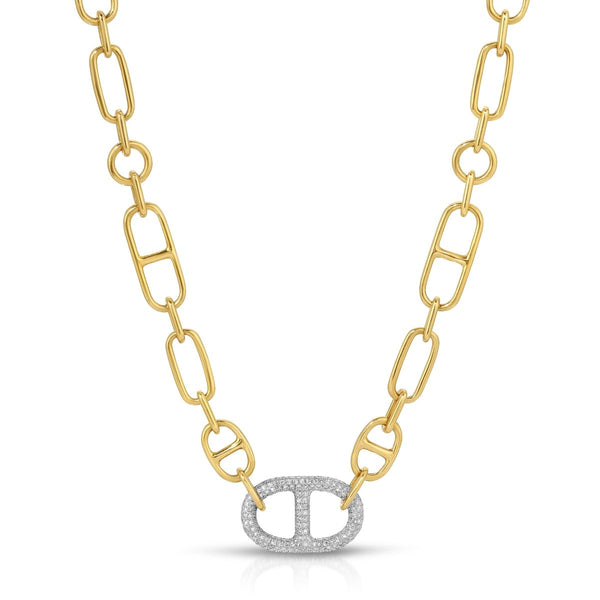 MARINER LINK CHAIN W/ DIAMOND CENTER LINK - Melody Lee Jewelry