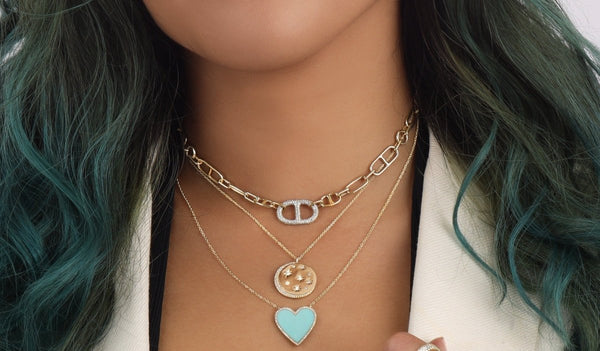 MARINER LINK CHAIN W/ DIAMOND CENTER LINK - Melody Lee Jewelry