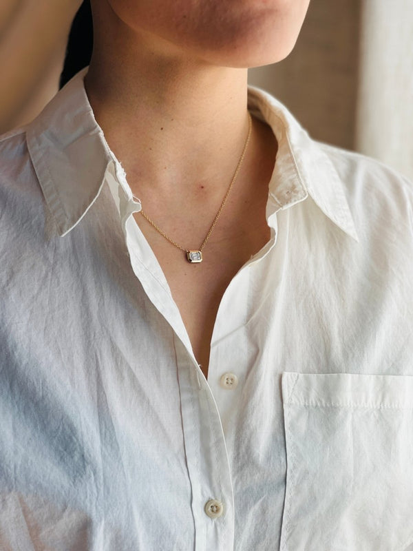 Mosaic Emerald Cut Chain Pendant - Melody Lee Jewelry