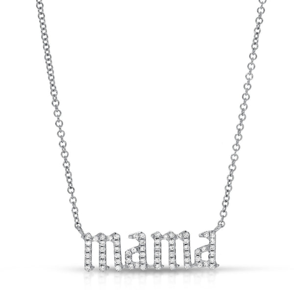 OLD ENGLISH PAVÉ MAMA PENDANT - Melody Lee Jewelry