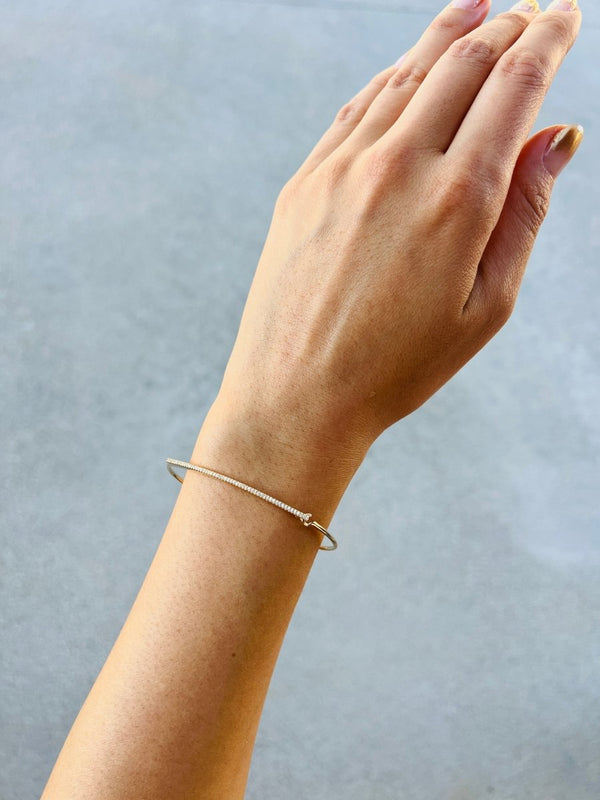 Pavé Diamond Hook Bangle - Melody Lee Jewelry